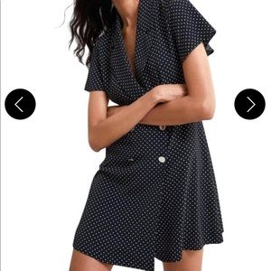 Zara dot double breasted dress romper black & white gold buttons